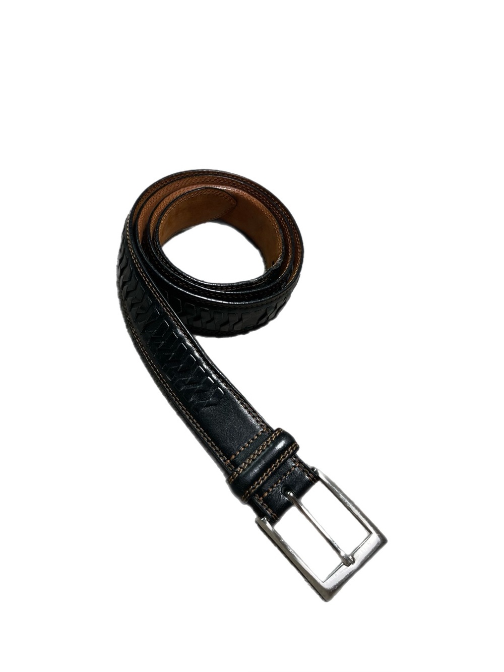 Men’s Cole Haan Genuine Leather Black Belt Solid Brass Buckle